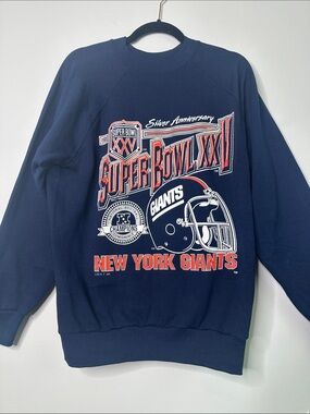 Vintage New York Giants Super Bowl XXV Navy 1990-1991 Crewneck Sweatshirt Large